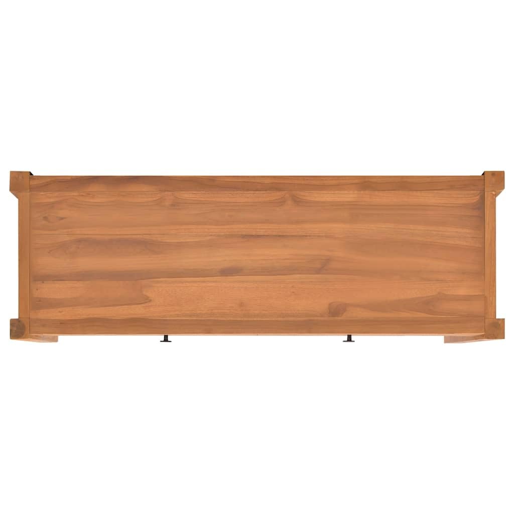 Mobile TV in legno di teak, 140 x 40 x 45 cm, con 2 cassetti, mobile rustico per soggiorno, spazioso tavolo TV con vano portaoggetti, cassettiera in legno stabile, per home theater e camera da