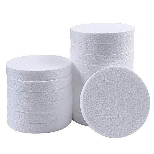 Ruisita 16 Pack Craft Foam Disc Circle White Polystyrene Foam Block for DIY Arts and Sculpture (6