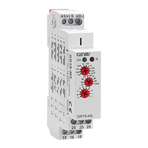 GEYA 16A Multifunction Time Relay 10 Function Choices AC/DC12V-240V 2 Outputs Control...
