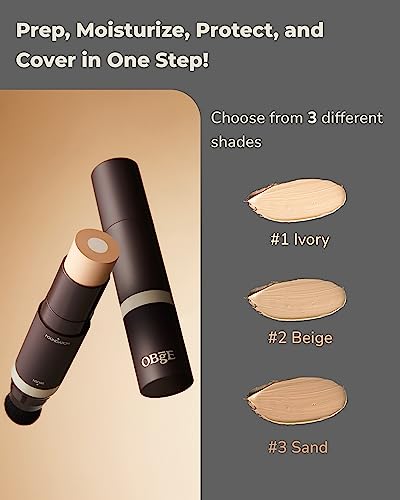 Obge Natural Cover Foundation (Sand, 0.5Oz) - Stick Foundation With Brush For Flawless Skin Tone Correction And Coverage. Long-Lasting Wear For Daily Use. #TOP4