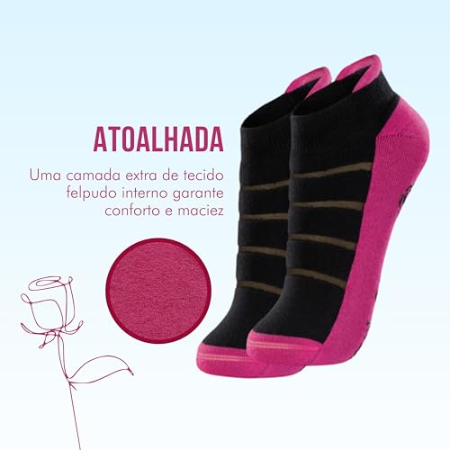 Kit 04 Meias Lupo Sapatilha Antiderrapante Pilates Feminino Adulto | 2 Azul Turqusesa - 2 Pink | 34-