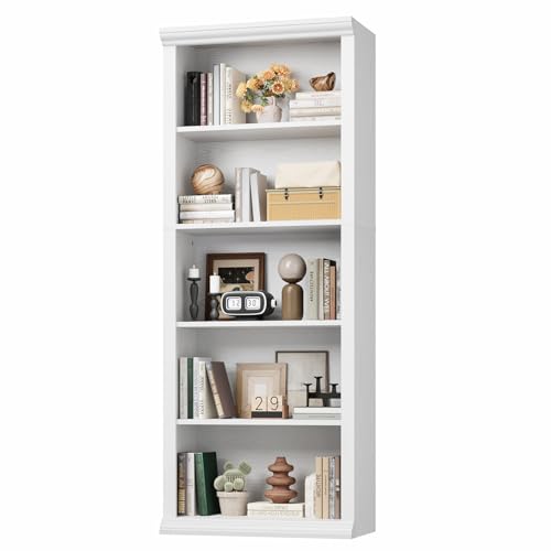 Rresyet 5 Tier Bookshelf and Bookcase, Tall Modern Bookcase with