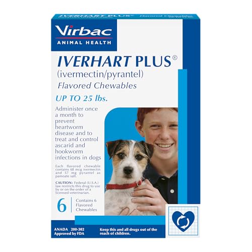 IVERHART Plus® (ivermectin/pyrantel) Flavored Chewables up to 25 lbs, 6 Chewable Tablets for Dogs