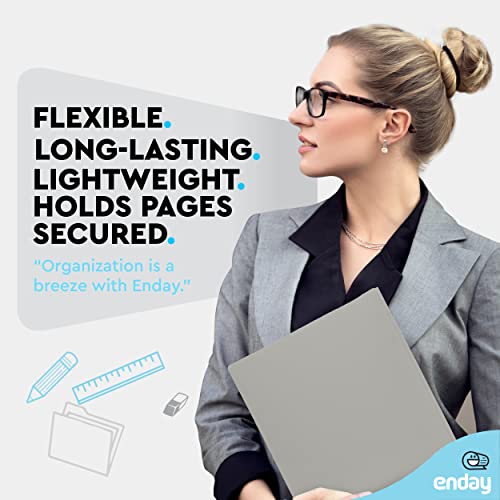 Plastic Folders With Pockets And Prongs Grey - Two Pocket Folder With Brads - 3 Prong Folders With Pockets For Letter Size Sheets, Also Available In Purple, Green, Red, Pink, And Grey, 1 Pc – By Enday #TOP1