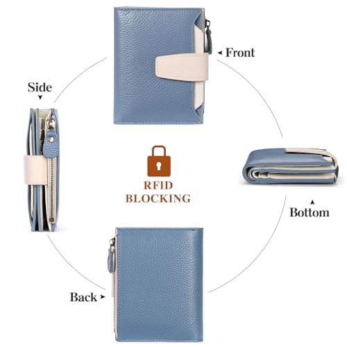 Image of FALAN MULE Small Wallet for Women Leather Bifold Compact RFID Blocking Small Womens Wallet Purse