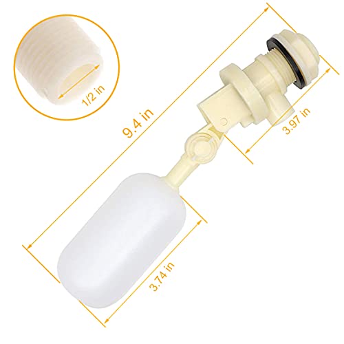 1/2" Water Float Valve Stable Water Float Ball Valve Shut Off Plastic Float Valve Float Valve For Water Tank Stainless Steel Automatic Waterer Horse Cattle Goat Sheep Pig Dog Farm Supplies 2 Pack #TOP2