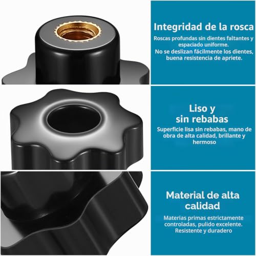 Miniatura 3 de Haochen 10 Pcs Tornillos De Perilla Hembra M8x40 Mm, Tornillos De Cabeza Hueca, Cabeza De Plástico En Forma De Estrella Para Dispositivos Mecánicos, Instrumentos, Equipos Industriales - Negro
