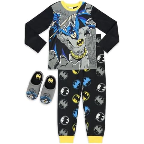 BATMAN Fleece Pajama Set with Slippers Cover