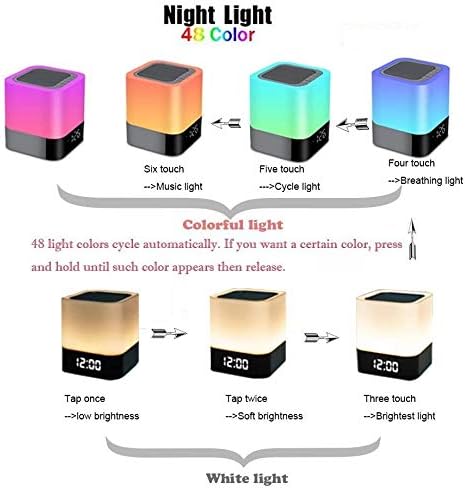 WamGra Wireless Bluetooth Speaker with Touch Control Bedside Lamp,Alarm Clock,MP3,Portable Smart LED Touch Sensor Table Lamp Dimmable RGB Multi-Color Changing Night Lights, All in 1