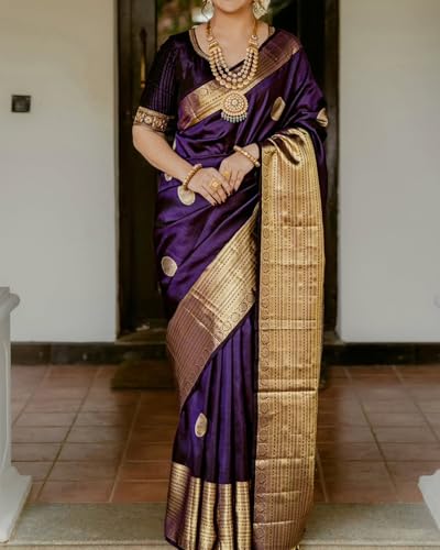 Image of Sugathari Women's Maroon Banarasi Kanchipuram Art Silk Saree for Women - Traditional Wedding & Party Saree with Blouse Piece - Ethnic Indian Silk Saree for Bridal, Festive (KS-156)