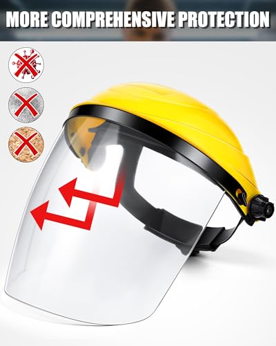 Image of Tellegloww 8 Pack Safety Face Shield for Grinding and Cutting, Yellow