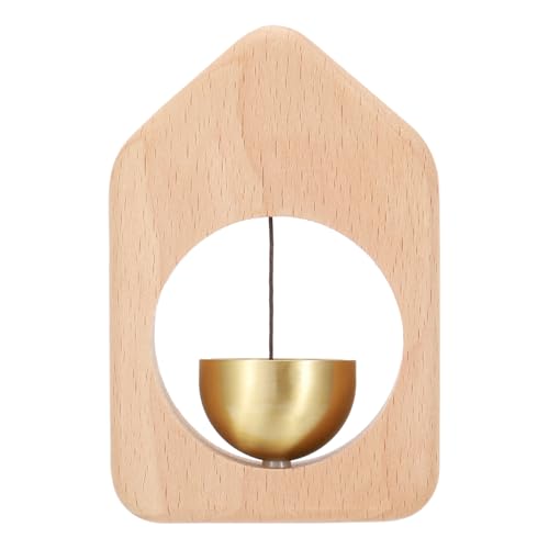 PATIKIL Timbre de Mercader, Timbre de Puerta de Madera con Campanillas Magnéticas Timbre de Puerta de Metal con Autoadhesivo para la Apertura de Negocios, Beige, Casa