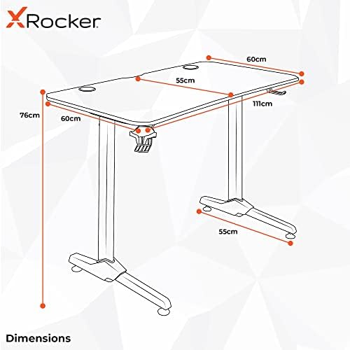 X-Rocker Panther RGB Gaming Desk with Neo Motion Multicolour LED Lighting Technology and Free Mouse Pad Included, Sturdy Home Office Computer Table