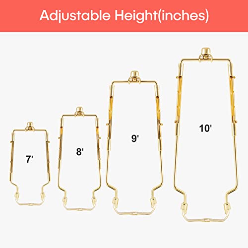 2 Pack Hzhfcb 7 8 9 10 Inch Lamp Shade Harp Holder,Adjustable Lamp Harp Kit,Fit 3/8 Ip Standard,E14,E26,E27 Light Base Uno Fitter Adapter,Golden Horn Frame Lampshade Bracket (Golden) #TOP3