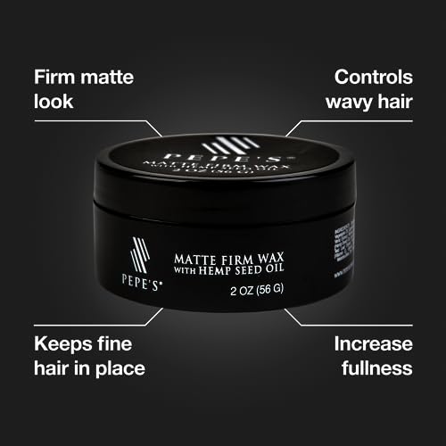 PEPE'S Cera masculina fosca firme com óleo de semente de cânhamo - fortalece os fios de cabelo e au