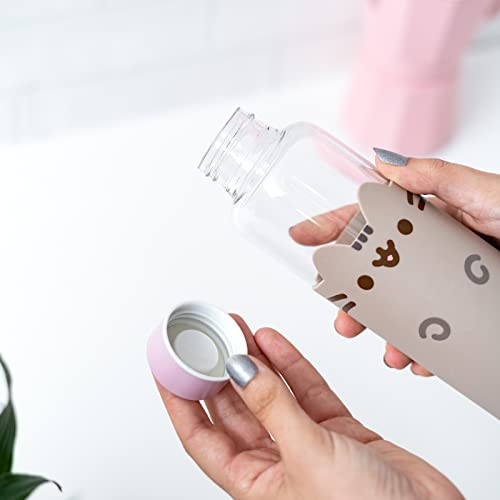 Erik Official Pusheen Glass Water Bottle - 500Ml / 17Oz - Kawaii Water Bottle - Water Bottle 500Ml - Cute Gifts - Cute Water Bottle - Pusheen Gifts #TOP5