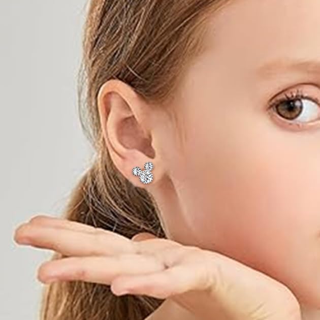 Cute Stud Earrings for Girls Teens Women - Sterling Silver Hypoallergenic Cubic Zirconia Mouse Drop Dangle Earrings Dainty Sweet Red Bow Earrings Studs Post Fashion Jewelry Gifts for Christmas - Image 6