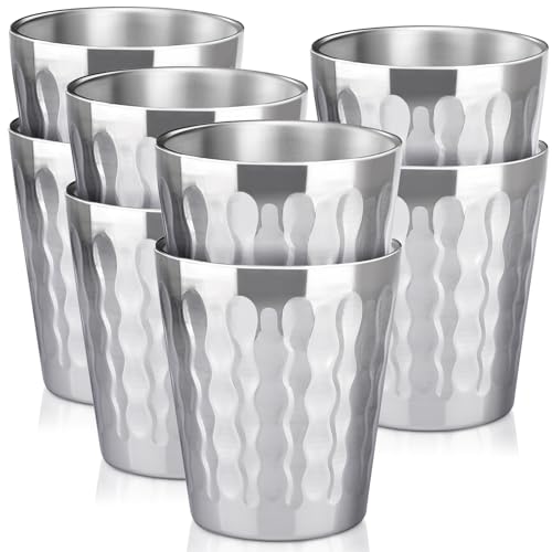Beasea Stainless Steel Cups 10 oz, 8 Pack Small Bulk Stainless Steel Tumbler Stackable Insulated Cups for Drinking Double Wall Metal Glasses Tin Cups for Home Restaurant Office Party Camping