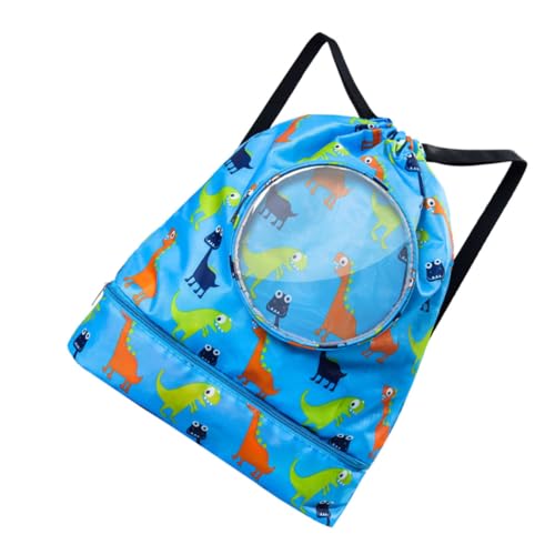 Healvian Waterproof Drawstring Backpack for Swimming with Large Capacity and Lightweight Pvc Material, Blue Swim Backpack Suitable for Swimming and