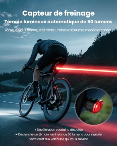 Ensemble d'éclairage vélo Magicshine URBO COMBO,feu arrière avec capteur de freinage et phare avant à coupure nette. Accessoires vélo ultralégers et étanches, idéaux pour les trajets urbains nocturnes – vue 6