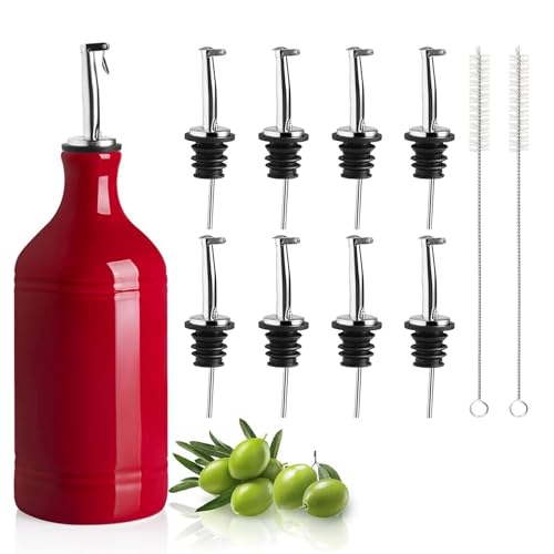 8 Stücke Flaschen Ausgießer,Ausgießer öl,Spirituosen Ausgießer,Edelstahl Ausgießer mit 2 Bürste,Flaschenausgießer Edelstahl mit Klappe für Wein Schnaps Olivenöl Kaffee Sirup Essig Öl-Ausgießer