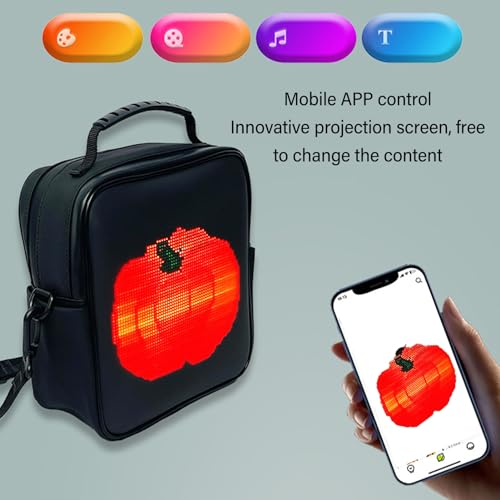 Lybunair Plecak LED programowalny ekran kolorowy znak ostrzegawczy inteligentna kontrola aplikacji DIY plecak na laptopa, #411