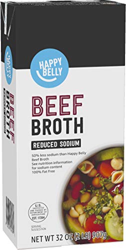 Amazon Brand - Happy Belly Reduced Sodium Beef Broth, 32 Ounce #TOP4