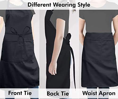 Royale Linens 2 Pack Adjustable Bib Apron With 2 Pockets - Chef Cooking Kitchen Aprons For Women Men Chef (Pack Of 2, Black) #TOP5