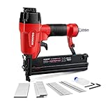 WORKPRO Air Brad Nailer Gun 50 mm, 2-in-1 Air Nail Gun/Upholstery Stapler, Accepts 18G Nails 15-50 mm & Type 90 Staples 16-40 mm, Lightweight Aluminum Body, Come with 400pcs Nails and 300pcs Staples