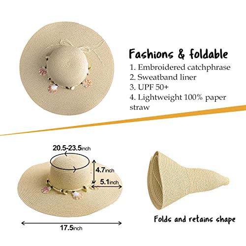 Karcusiny Sun Hat Womens Foldable Straw Hats Big Bowknot Wide Brim Beach Hat Travel Packable Sun Hat Women Summer Roll Up Fedora Hats For Women #TOP1