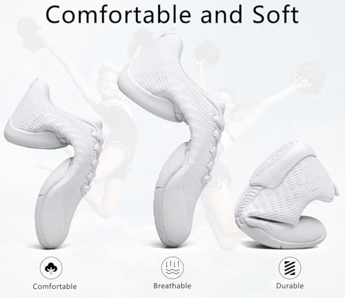 TUOTOM White Cheer Shoes for Girls Youth Cheerleading Shoes Dance Tumbling Sneakers Tennis Hip Hop Walking Sneakers2