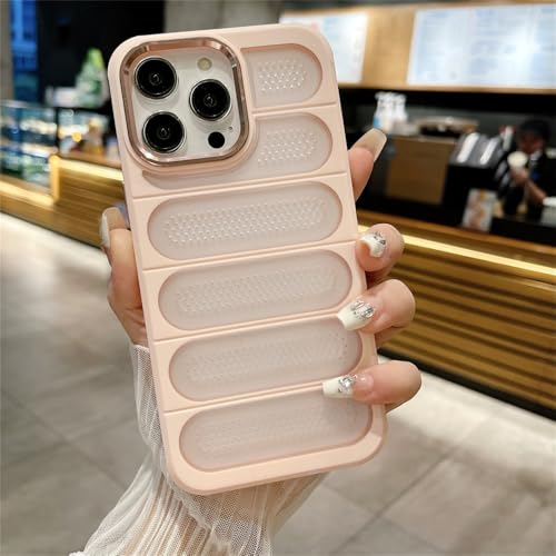 Coque iPhone 12 respirant antichoc rose avec couvre-bouton métallique lentille