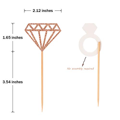 Donoter 48 Pcs Glitter Bride To Be Cupcake Toppers Diamond Ring Wedding Dress Cupcake Picks For Wedding Engagement Bridal Shower Party Decorations #TOP1
