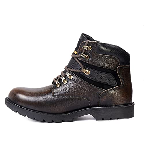 Image of Bacca Bucci Mens 6 inches Premium Steel Toe Cap Real Grain Leather Outdoor Laceup Boots /Warranted Qualtiy & Durable Boot