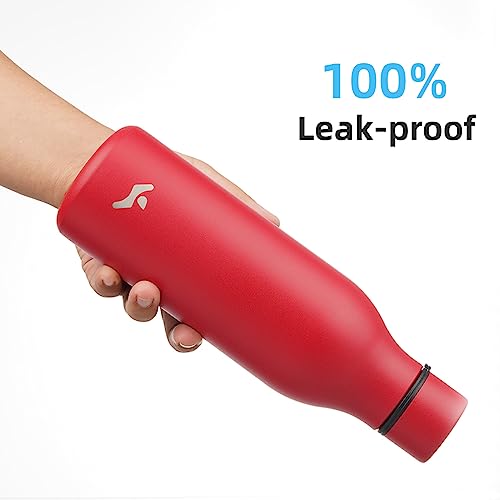Image of Konokyo Insulated Water Bottle with Strap,18 oz Double Wall Stainless Steel Vacuum Bottles Metal Water Flask,Red