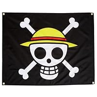 Anime Straw Hat Pirate Flag, 59in x 36in (3x5 FT) Wall Banner Decoration for Room, Cosplay & Party