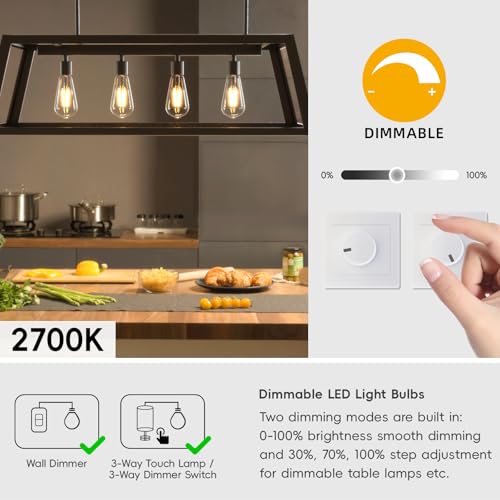 Image of Jensense Edison Bulbs E26 LED Bulb 60 Watt Equivalent, Vintage LED Light Bulbs CRI90+ ST19, Dimmable Clear Light Bulbs (2700k Warm White, 7watt-4 Pack)