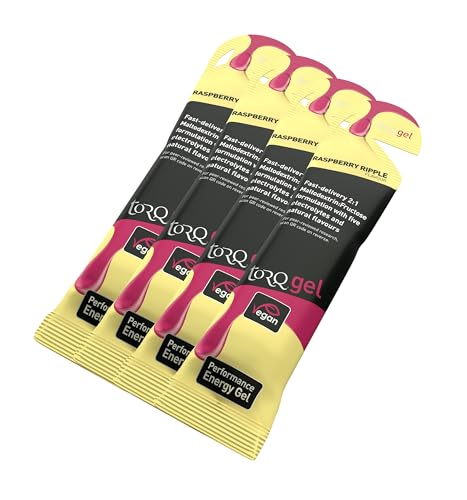 Image of Torq Energy Gel Taster Packs - Gels For Cycling, Running - 4 x 45g (Raspberry Ripple)