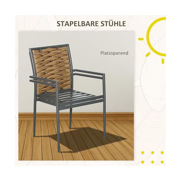 Outsunny Rattan Gartenstühle 2er-Set stapelbar