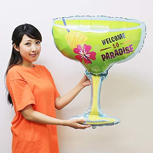 Image of Atpata Funky Welcome to Paradise Lime Green Martini Glass Foil Balloon | Tropical Cocktail Party Decoration for Luau, Beach Theme, Pool Party, Bachelorette, Summer Events
