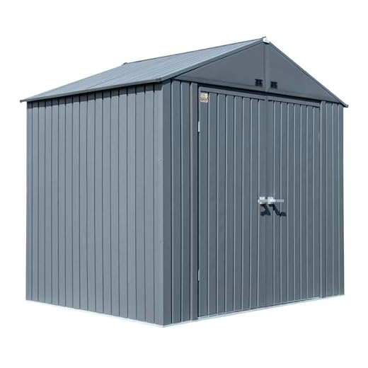 Arrow 8' x 6' Elite Steel Storage Shed with High Gable and Lockable Doors Storage Building - Anthracite