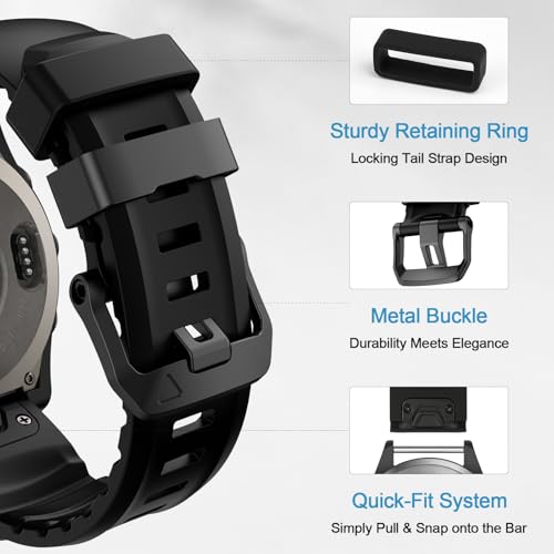 Image of Compatible with Garmin Fenix 7X Strap /Fenix 6X / Fenix 5X / Fenix 8 51mm,26mm Soft Silicone Sport Wristband Replacement Quickfit Bands for Tactix Delta,Fenix 3 /3 HR,Descent MK1 /Enduro