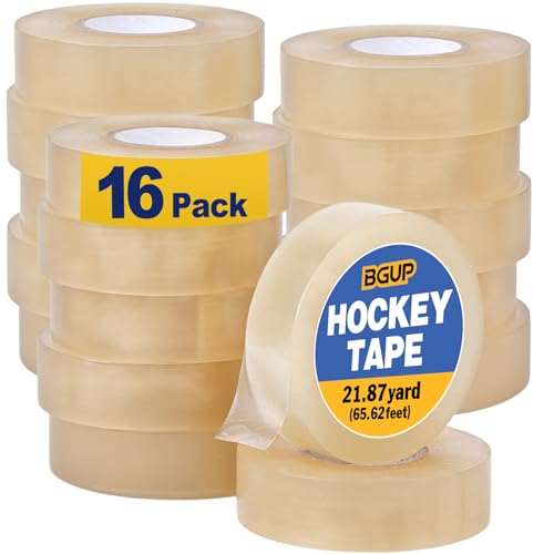 BGUP 16 Roll Multipurpose Hockey Tape Bulk Clear Hockey Tape Hockey Stick Tape has Strong Viscosity & High Elasticity for Hockey Soccer Lacrosse-Great Sports Gift