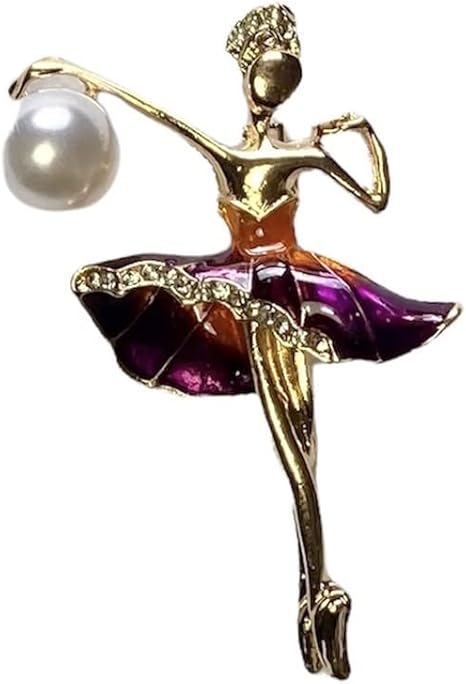 Amazon 亜細亜宝飾堂 バレリーナブローチ ボール パープル キラキラ かわいい おしゃれ 踊り ブローチ 通販