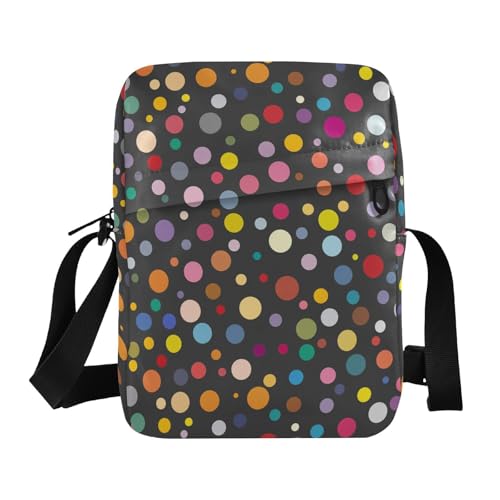 KLL Rainbow Polka Dots Slate messenger bag Vegan Leather over the shoulder bags for men Shopping Shoulder Handbag For Travel - Main Image