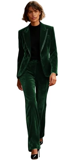 Velvet Pants Suit for Women 2 PC One Button Business Suit Christmas Blazer Pants Set Prom Tuxedos