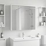 Teenpull Armadietto da bagno a specchio in legno bianco, 63,5 x 16 x 62,5 cm, con vano portaoggetti, ripiani regolabili, montaggio a parete per bagno, bagno degli ospiti, conservazione salvaspazio e