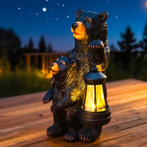 Statues d'animaux décoratives solaires ours pour illuminer une cour - 4