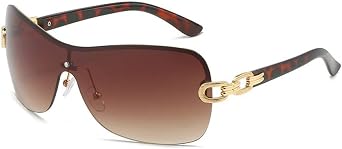 Oversize Shield Curved Wrap Around Sunglasses Women Sun Glasses For Female Rimless One-Pieces Sunglass Ladies,C3 Gold Brown,one size