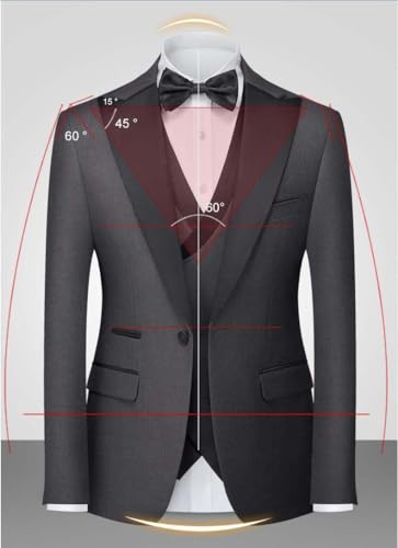 Men's 3 Piece Slim Fit Suit Set with Pants Vest Business Formal Outfit for Wedding Office Prom Tuxedo(Gray,XXXXX-Large)2